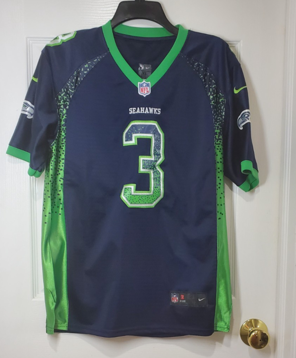 Nike Russell Wilson #3 Seattle Seahawks NFL Jersey Youth XL Blue Green Sewn